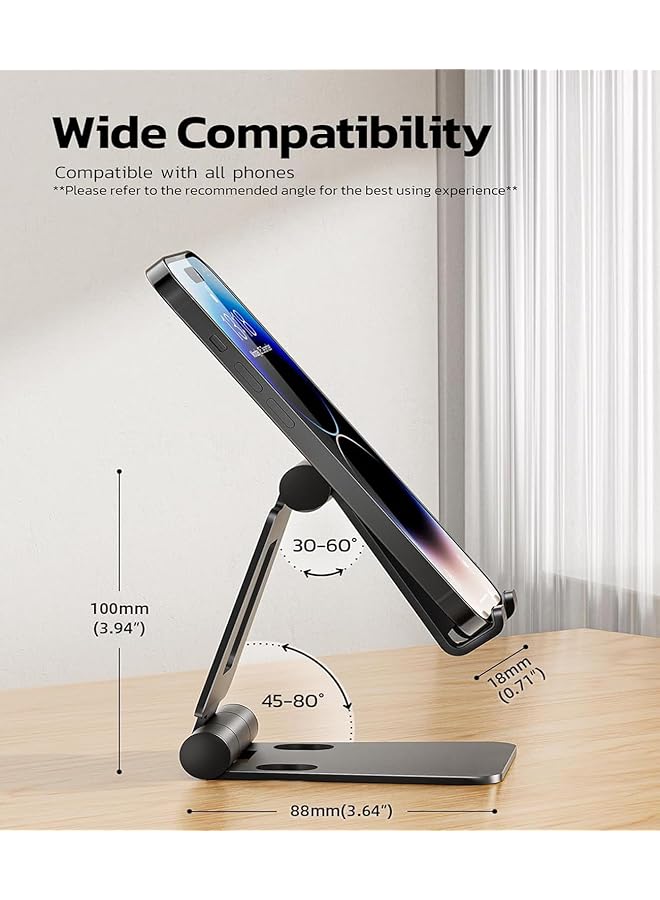 Concretization Dual Folding Cell Phone Stand, Fully Adjustable Foldable Desktop Phone Holder Cradle Dock Compatible With Phone 16 15 14 13 12 11 Pro - Image 4