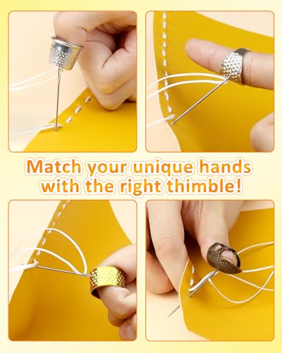 FIVEIZERO Thimble Kit– 7 PCS Sewing Thimbles for Hand Sewing, Metal Finger Protectors, Thimble Ring for Quilting and Embroidery - Image 5