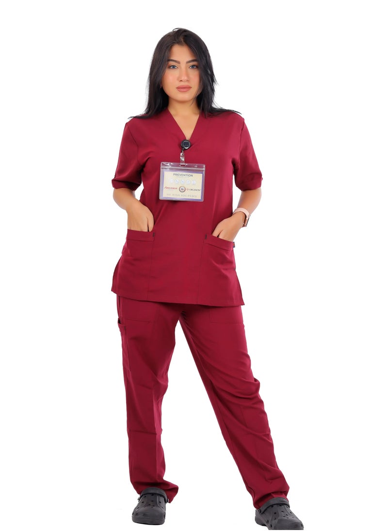 APEX Classic Scrub 1/2 Sleeve Female Crimson MIX C 