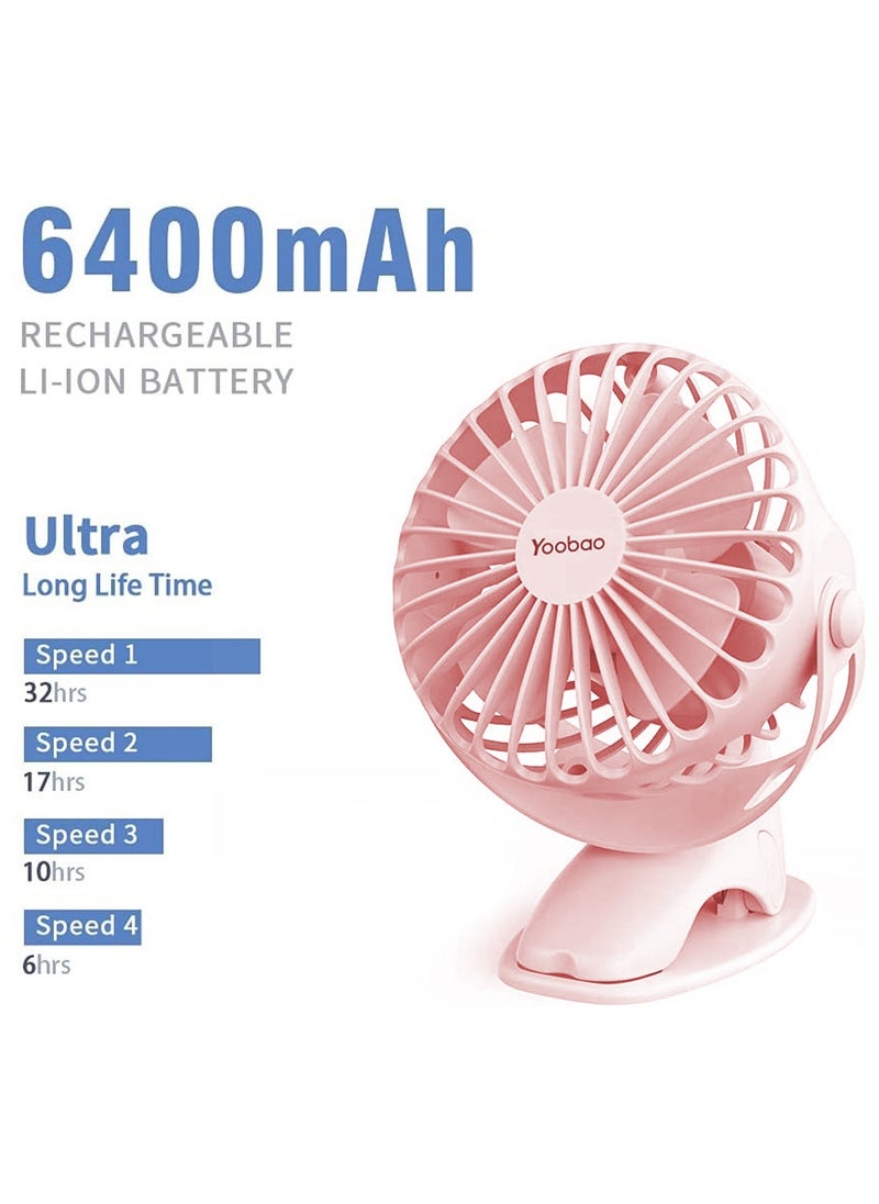 Yoobao Yoobao Usb Rechargeable Mini Clip Desktop Fan,6400 Mah Big Capacity Small Electrical Fan Pink  - Image 1
