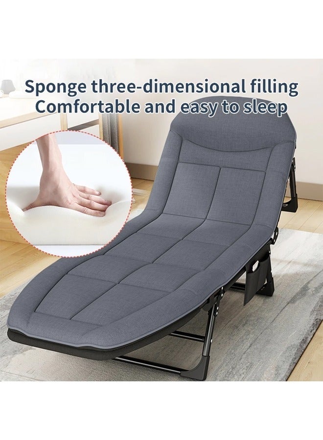 أيكين سرير قابل للطي وكرسي استرخاء وسرير طبي قابل للتعديل بخمس زوايا وسرير تخييم للبالغين 180×60 سم سرير قابل للطي محمول للنوم مع حقيبة حمل مناسب للمكاتب والصالات والشواطئ والتراسات وما إلى ذلك. رمادي - Image 5