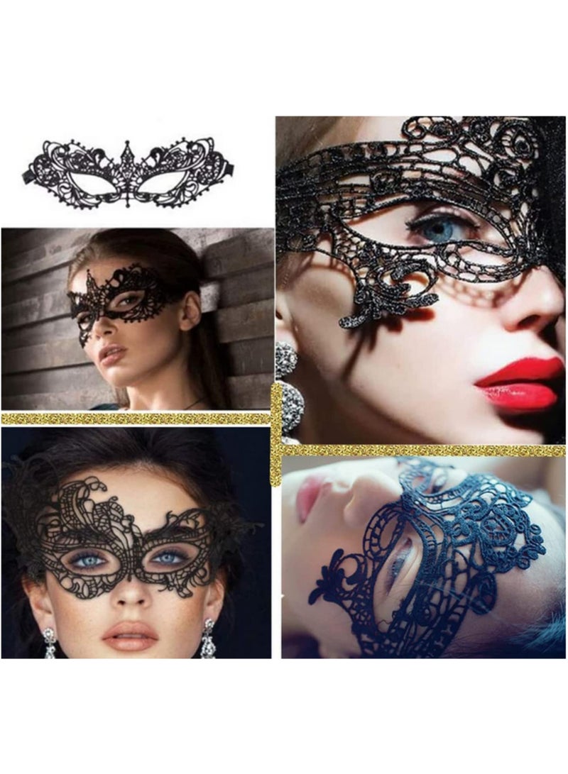 4pcs Masquerade Masks Mysterious Lace Face Mask for Women Venetian Eye Mask Halloween Carnival Party Costume Ball Accessories Elegant Feather Decor - Image 3