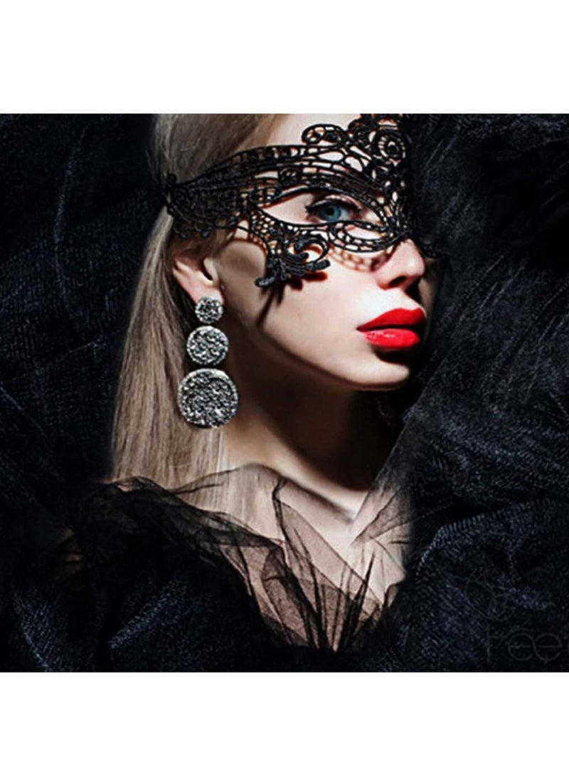 4pcs Masquerade Masks Mysterious Lace Face Mask for Women Venetian Eye Mask Halloween Carnival Party Costume Ball Accessories Elegant Feather Decor - Image 4