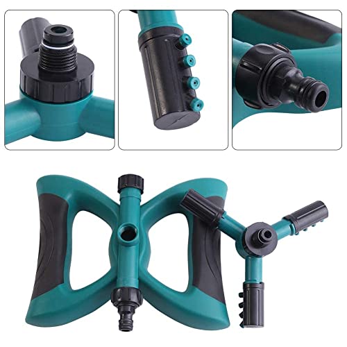 Harions Garden Sprinkler 3 Arms Adjustable Sprinkler System for Watering Garden Lawn Yard Irrigation (Green) - Image 4