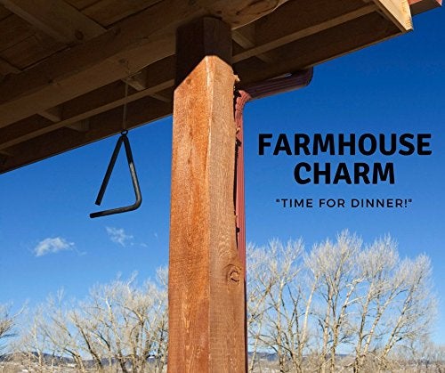 Upstreet Triangle Dinner Bell and Outside Dinner Bell Made of Chuckwagon Cast Iron Bell - Includes Metal Hanger and Call Striker - Image 5