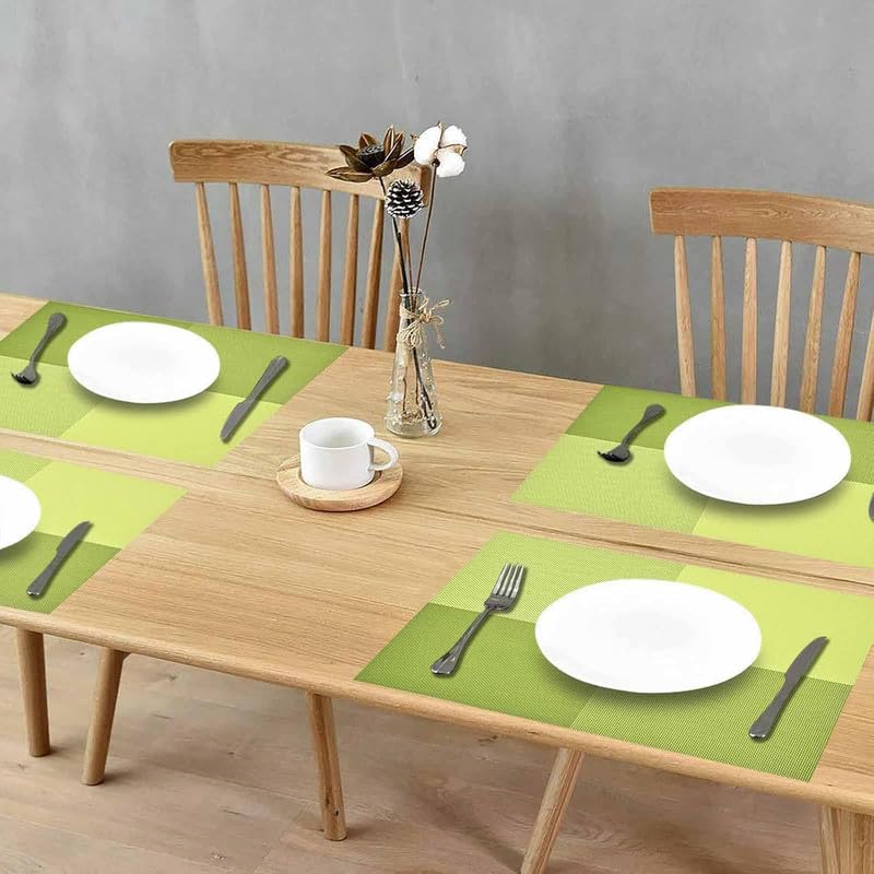 LUCCI Placemats HeatResistant Woven Vinyl Placemat NonSlip Washable PVC Table Mat Easy to Clean Premium Plastic Mats for Dining Kitchen Table Set of 6 Green - Image 5