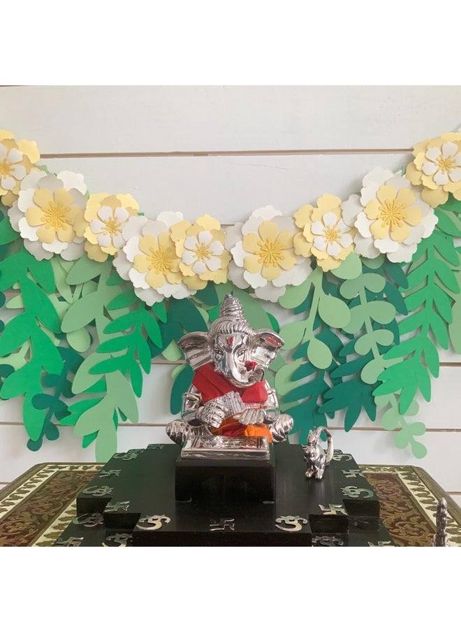 Pinfliers Pinfliers Jungle Theme Decoration|Pongal,Lohri,Makar Sankranti Decoration Items|Hanging Paper Decoration for Birthday|10Paper Flowers for Pooja,Puja Festival Decoration,20 Leaves|115"Length|Multicolor  - Image 3