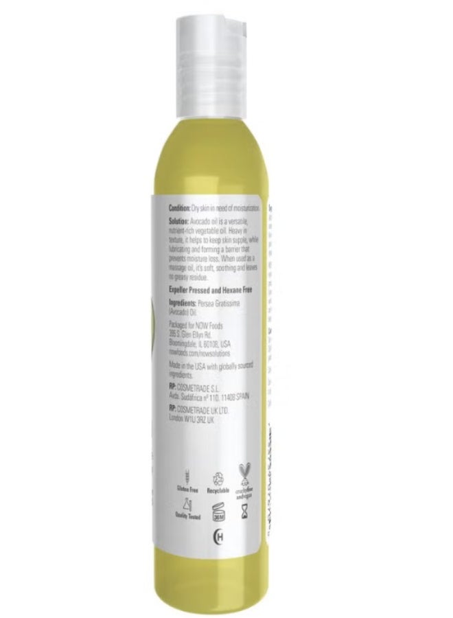 NOW Foods Solutions, Avocado Oil, 100% Pure Moisturizing Oil, Nutrient Rich and Hydrating 118 ML TITLE - Image 2
