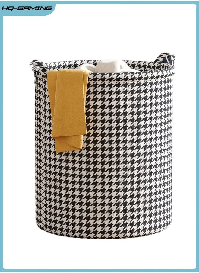 HQ-GAMING - Laundry Basket with Handles, Blanket Basket Storage with Houndstooth, Collapsible Dirty Clothes Storage Bin, Foldable Fabric Bedroom Hamper, Waterproof Clothes Hamper for Living Room, Baby Room - Image 1