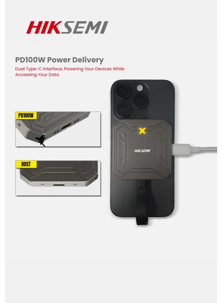 هيكسيمي حاوية HIKSEMI المغناطيسية M.2 SSD MGS1، مروحة تبريد، نقل طاقة PD 100 وات، USB 3.2 Gen2، مؤشر LED  - Image 3