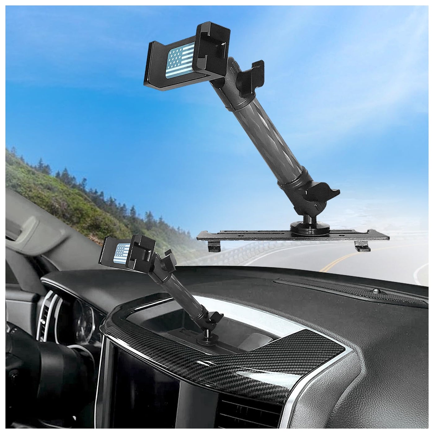 WXRYLYN 2018 RAM Dash Mount Phone Holder for 2013-2018 Truck Ram 1500 2500 3500 Metal Dash Platform Phone Mount Phone Holder Ram Cell Phone Mount