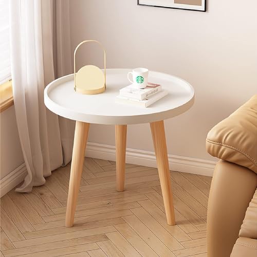 DDS Dream Decor Shoppee 3 Legs Side Table,Round Table Modern Minimalist End Table, Home Decor Living Room Bedroom Bed Side Coffee Table Home Decor (White) - Image 2