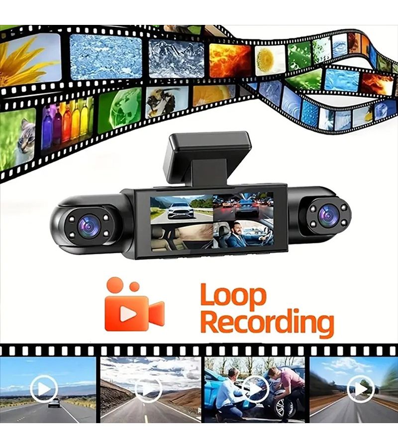 أسود 4 قنوات داش كام 1080P أمامي 720P جانبي خلفي شاشة IPS رؤية ليلية - Image 3