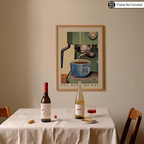 Poster Master You Make My Day - Coffee Machine Print - Caffeine Art - Gift for Men, Women & Coffee Lovers - Decor for Dining Room, Kitchen or Restaurant - 8x10 UNFRAMED Wall Art - Image 3
