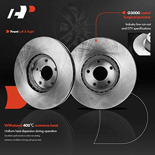 A-Premium 12.59 inch (319.8mm) Front Vented Disc Brake Rotors + Ceramic Pads Kit Compatible with Nissan Models - Maxima 2009-2014/2016-2018, 6-PC Set - Image 5