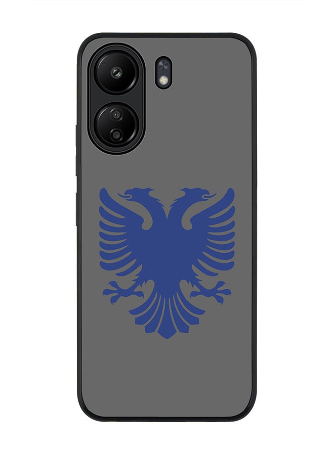 Stylizedd Rugged Black edge case for Xiaomi Poco C65, Slim fit Soft Case Flexible Rubber Edges Anti Drop TPU Gel Thin Cover- Albanian Eagle - Image 1