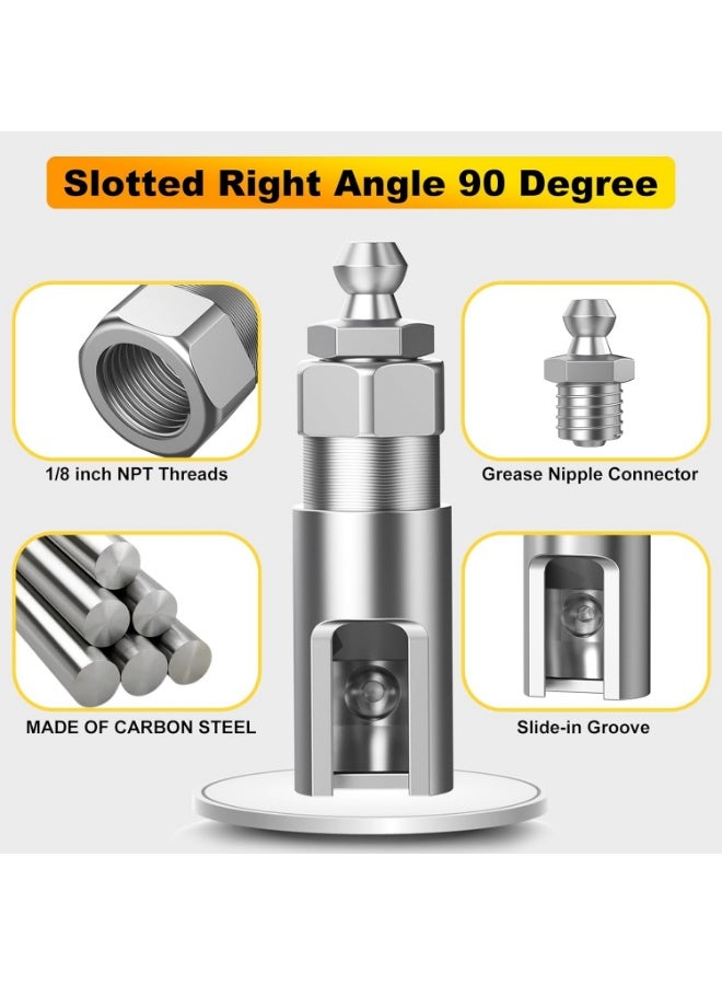 90 Degree Grease Coupler ＆ Slotted Right Angle 90 Degree Grease Coupler Combo with 12" Spring Flex Hose - Designed for Extra Reach in Tight Spaces - Image 3