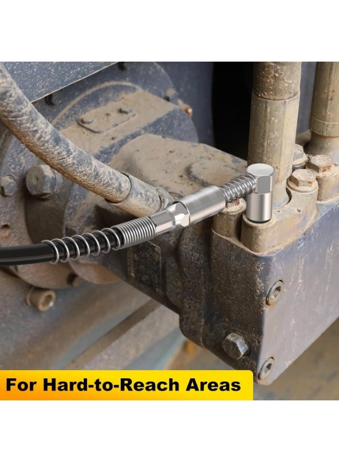 90 Degree Grease Coupler ＆ Slotted Right Angle 90 Degree Grease Coupler Combo with 12" Spring Flex Hose - Designed for Extra Reach in Tight Spaces - Image 5