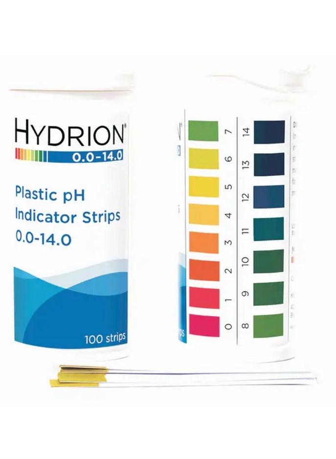 Plastic Ph Indicator Strips 0.0 To 14.0 Flip Top Vial Packaging Test Kit 100 Strips Pack