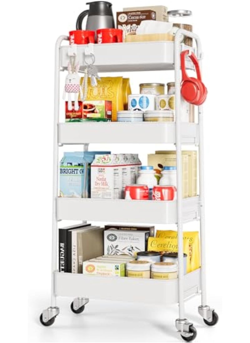 Apexll Upgrade Steel 4-Tier Rolling Storage Cart,360° Wheels with Lock,Metal Organizer Trolley for Kitchen,Bathroom,Office,Garage,Narrow Space Solutions  - Image 1