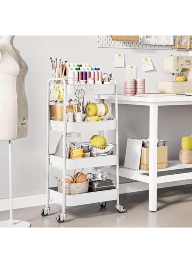Apexll Upgrade Steel 4-Tier Rolling Storage Cart,360° Wheels with Lock,Metal Organizer Trolley for Kitchen,Bathroom,Office,Garage,Narrow Space Solutions  - Image 2
