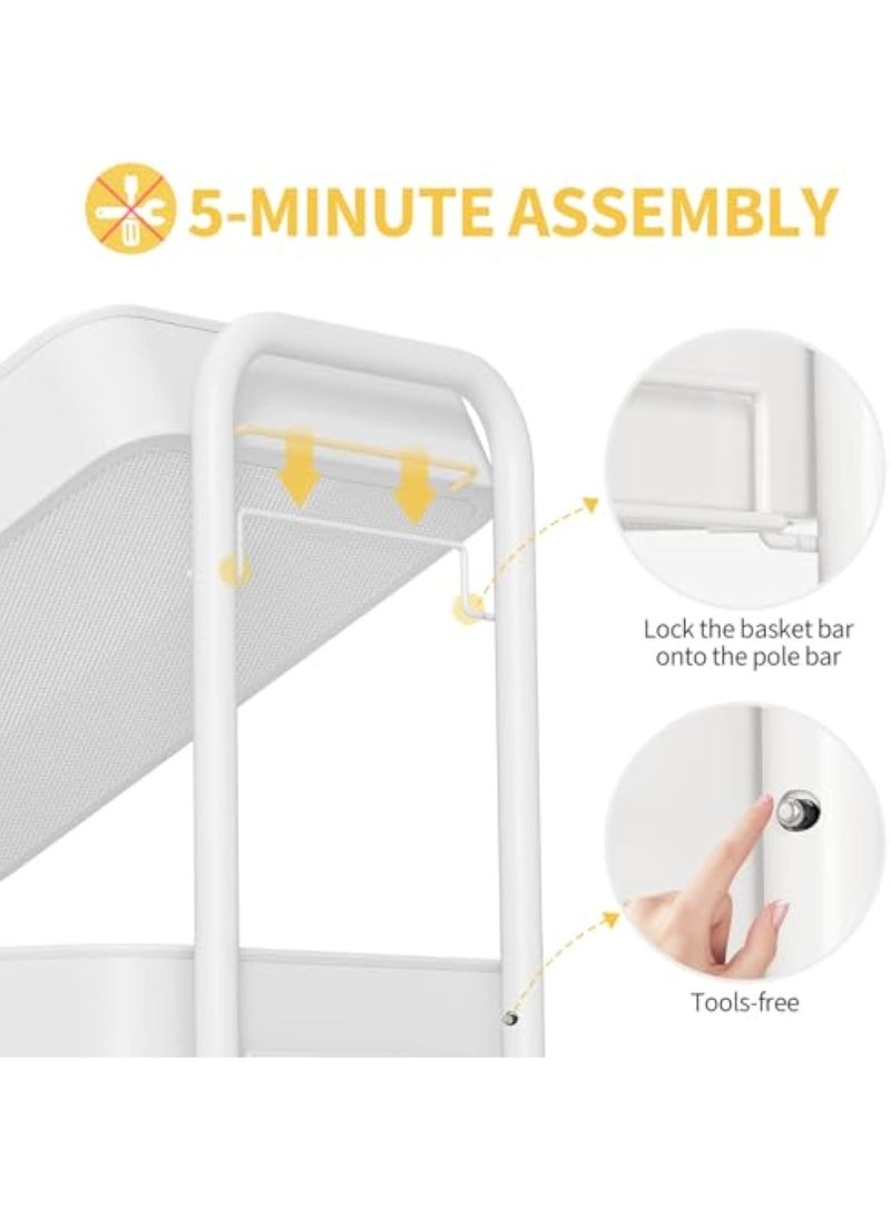 Apexll Upgrade Steel 4-Tier Rolling Storage Cart,360° Wheels with Lock,Metal Organizer Trolley for Kitchen,Bathroom,Office,Garage,Narrow Space Solutions - Image 5