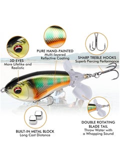Excefore Water Fishing Lures with BKK Hooks, Whopper Fishing Lure for Freshwater or Saltwater, Floating Lure for Bass Catfish Pike, Fishing Wobble Surface Bass Baits Teasers Fishing Gifts for Men  - Image 2