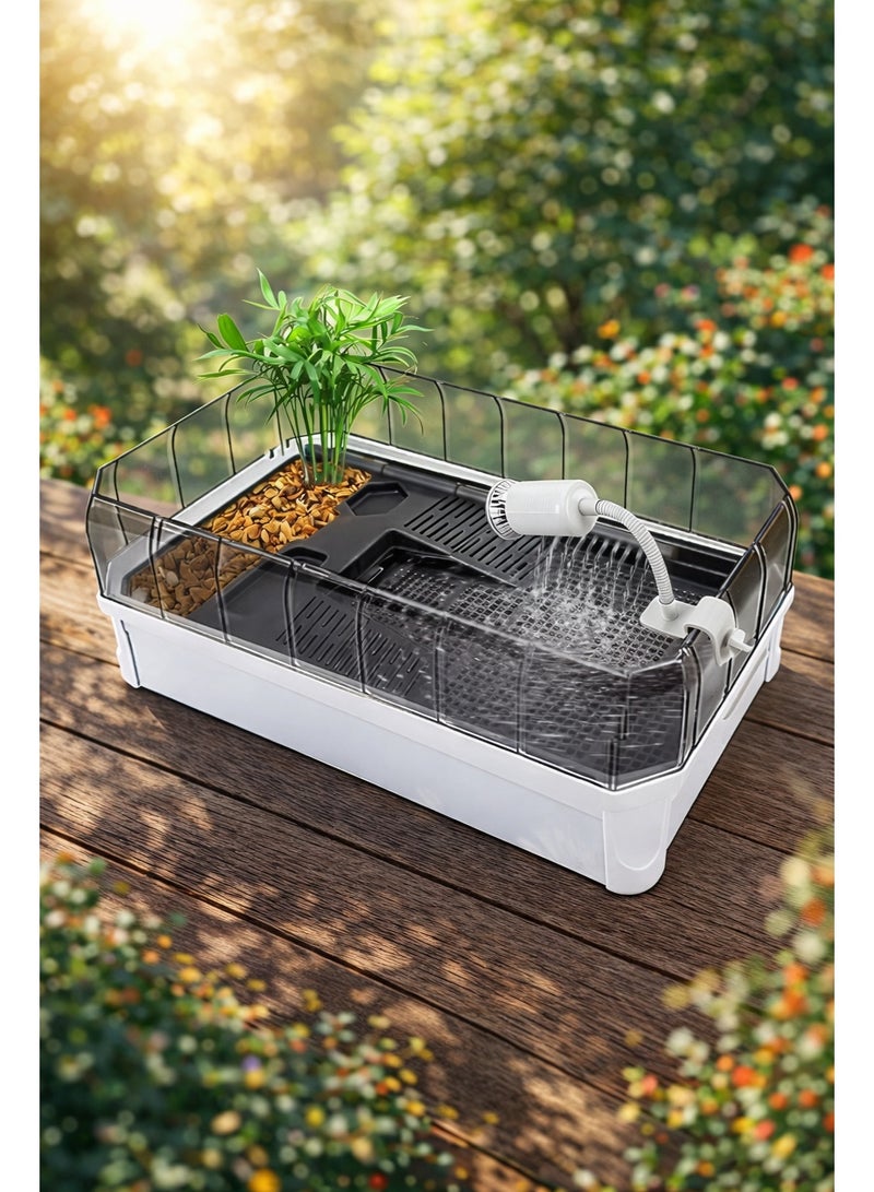 ڤسيل24 مجموعة أدوات بدء تشغيل موطن السلاحف البيضاء مع فلتر مياه، وسياج مضاد للهروب، وتصميم واسع (34.5 × 18 × 18 سم) - Image 3