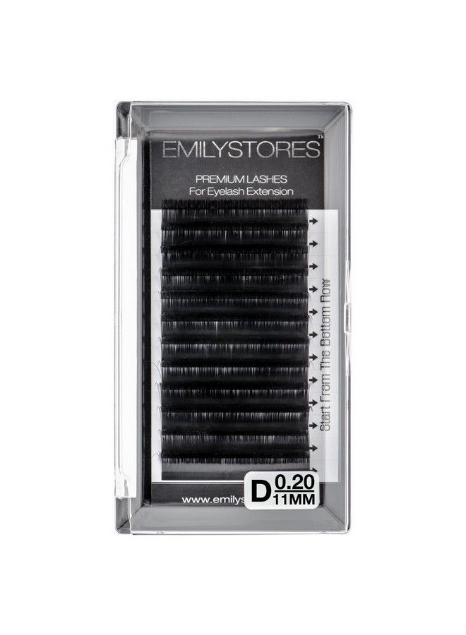 EMILYSTORES Eyelash Extensions 020mm Thickness D Curl Length 11mm Silk Mink Fake Eye Lashes In One Tray - Image 2