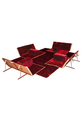 Ground Camping Mattress Set with Four Armrest and Chairs & Camping Mat 2x3 Meter Made of High-Quality Fabric Color Red - pzsku/ZDBA81A38A7CE15BB83CFZ/45/_/1698733704/d7811fe4-1191-4743-aec3-4e0f1964c32f