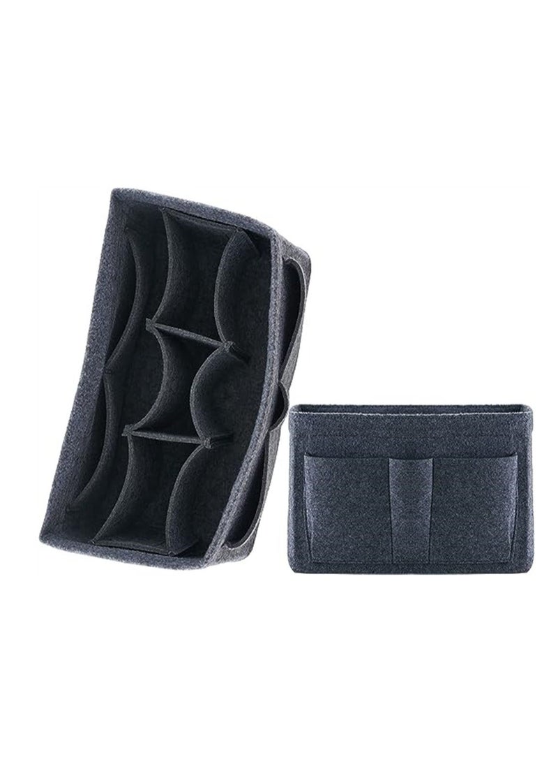 Y&D Purse Organizer Insert Women Felt Bag Multi-Pocket in for Womens Handbag Travel Tote Hobo Storage Liner Divider Any Brand Grey Size L  - Image 1