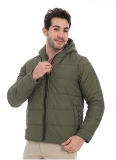 Andora Plain Zipped Hooded Jacket _ Olive  - Image 2