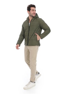 Andora Plain Zipped Hooded Jacket _ Olive  - Image 4