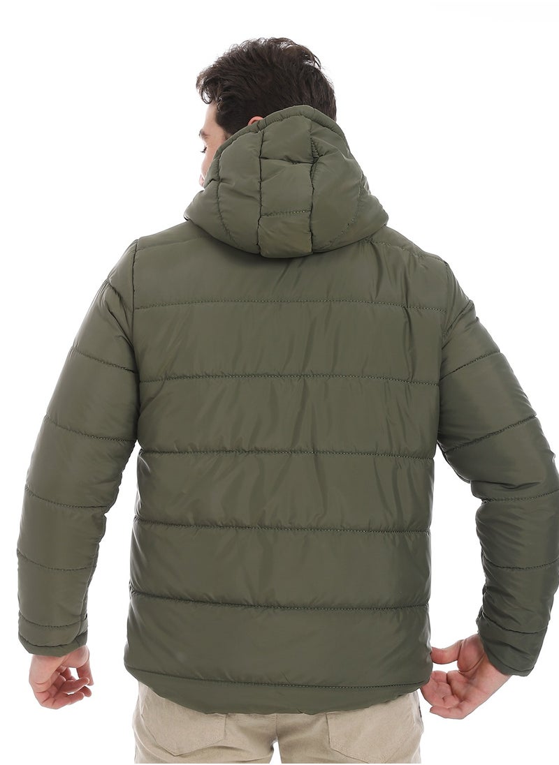 Andora - Plain Zipped Hooded Jacket _ Olive - Image 1