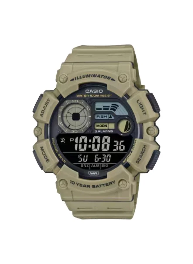 كاسيو Men's Digital Display Watch With Green Resin Strap - WS-1500H-5BVDF