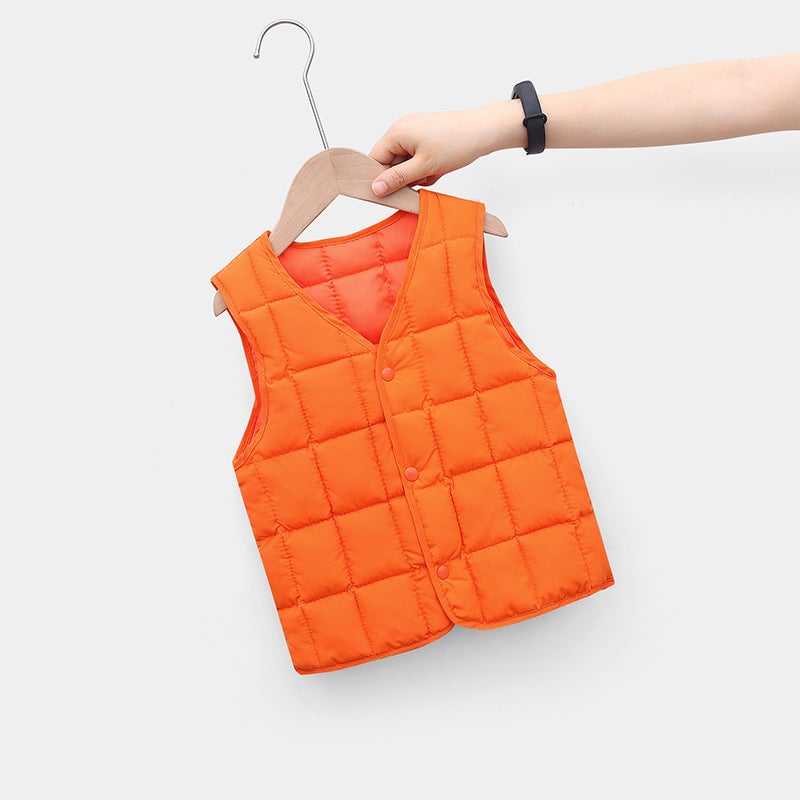 2021 Fall Winter Kids Padded Vest Warm Sleeveless Jacket Orange