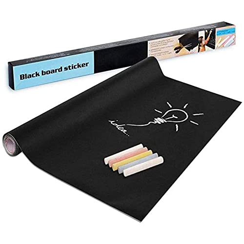 Sulfar Large Chalkboard Contact Paper Roll - 17.7" x 78" (6.5 Feet) - 5 Chalks Included - Chalk Board Paint Alternative Wallpaper - Adhesive Blackboard Wall Decal Vinyl - Black Chalkboard Stickers - Image 1