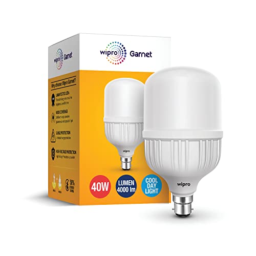 wipro Garnet 40W LED Bulb for Home & Office |Cool Day White (6500K) | B22 Base|220 degree Light coverage |4Kv Surge Protection |400V High Voltage Protection |Energy Efficient | Pack of 1 - Image 1