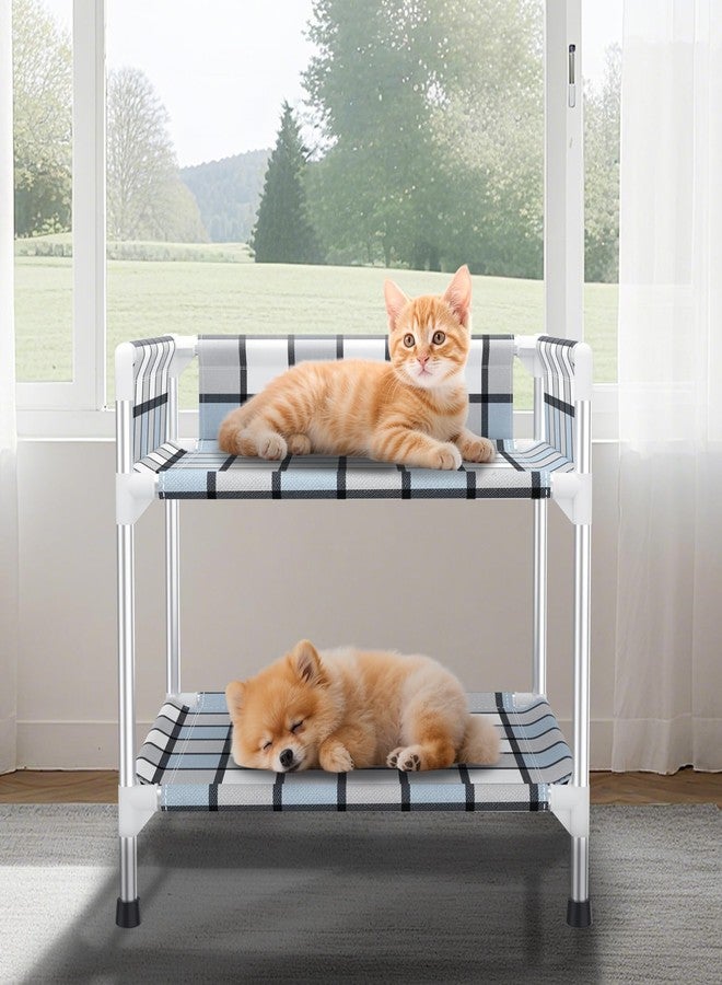 Caghash Bedside Window Dog Bunk Bed - Double Elevated Human Dog Bed with Guardrail 2 Layers Window Perch Dogs Cot 2-Tier Bedside Sleeper for Multi-Pet Households (20'' x 20'' x 25'') - Image 1