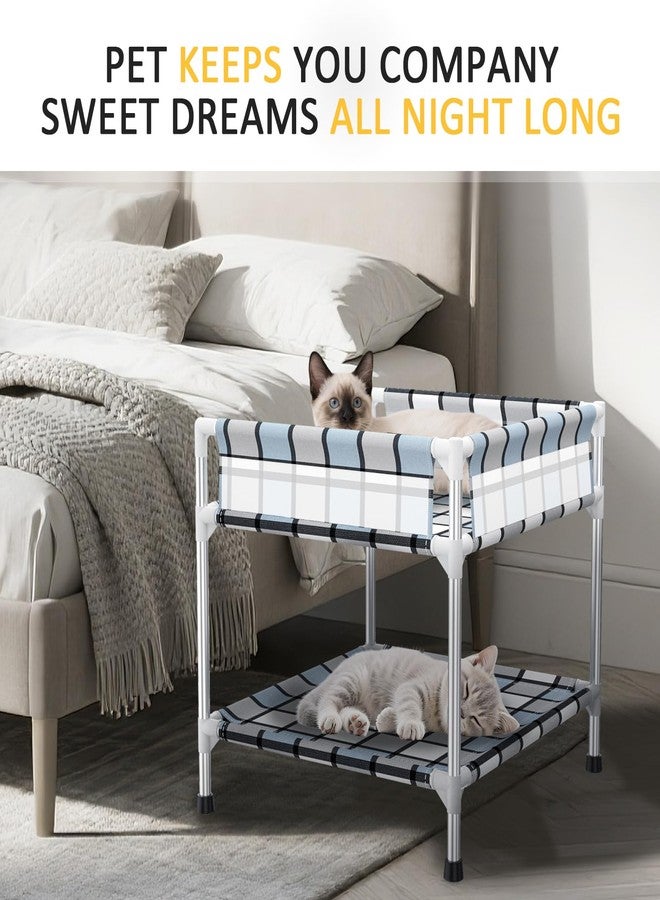 Caghash Bedside Window Dog Bunk Bed - Double Elevated Human Dog Bed with Guardrail 2 Layers Window Perch Dogs Cot 2-Tier Bedside Sleeper for Multi-Pet Households (20'' x 20'' x 25'') - Image 2