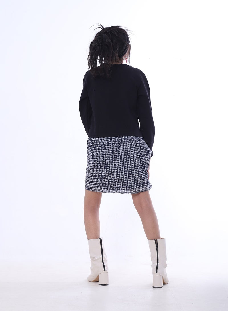 بيبو فستان لفتيات مع رسم جرافيك_اسود - Image 3