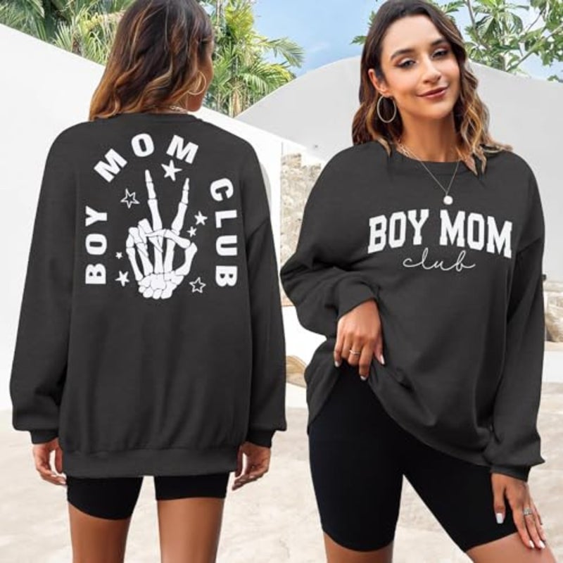 سويت شيرت نسائي من Moms Club محفز للغاية، قميص ماما كبير الحجم، بلوفر كاجوال بأكمام طويلة - Image 3