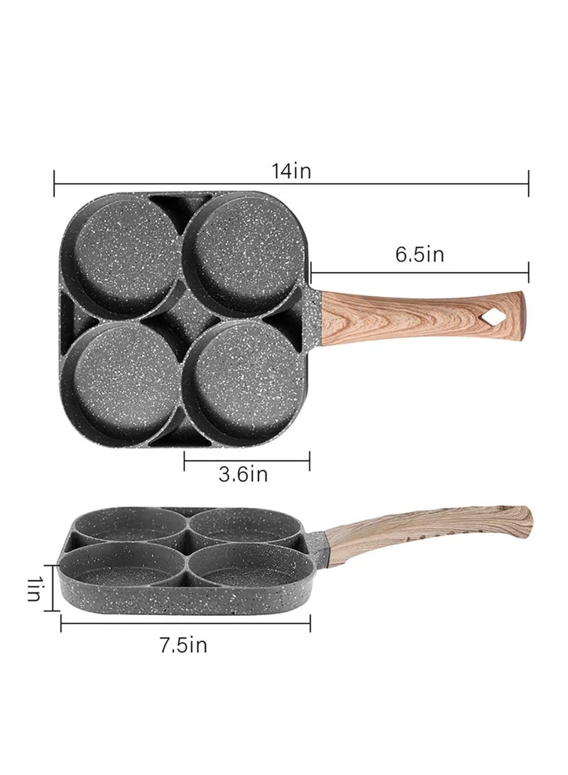 ELTRAZONE مقلاة غير لاصقة مع مقلاة فطائر ذات 4 فتحات ومقلاة بيض برغر - Image 2