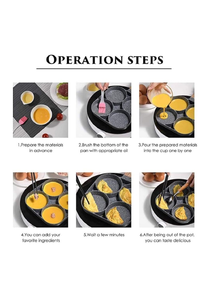 ELTRAZONE مقلاة غير لاصقة مع مقلاة فطائر ذات 4 فتحات ومقلاة بيض برغر - Image 4