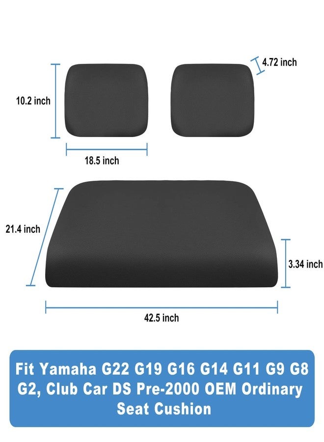 MOSNAI Golf Cart Seat Covers Set for Yamaha G22 G19 G16 G14 G11 G9 G8 G2, Club Car DS Pre-2000 OEM Ordinary Front Seats, Durable Breathable Seat Covers Washable Polyester Mesh Cloth Without Logo, Black - Image 3