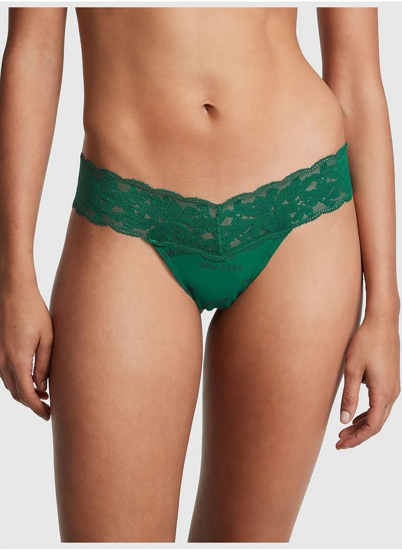 PINK Everyday Lace Trim Thong Panty