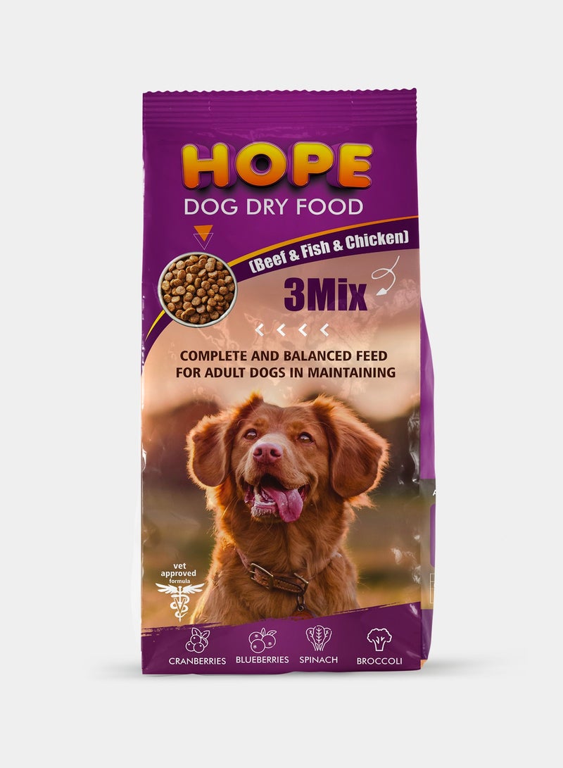 هوب أمل للكلاب البالغة 3 مزيج (لحم بقري، سمك ودجاج) 18 كجم