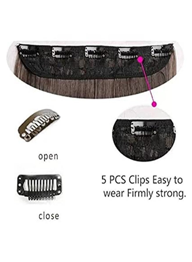 BeatStock,Women's Natural Light Brown with Golden Touch Straight Hair Extensions in 24 inch,5 Clips Head in 1 Piece Increase Hair Length - Image 5