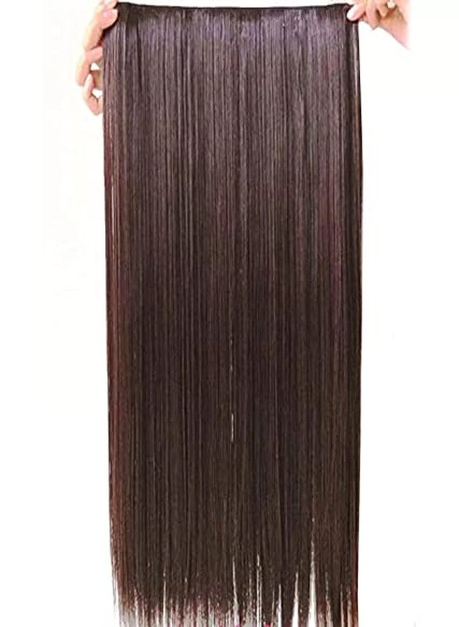 BeatStock,Women's Natural Light Brown with Golden Touch Straight Hair Extensions in 24 inch,5 Clips Head in 1 Piece Increase Hair Length - Image 2