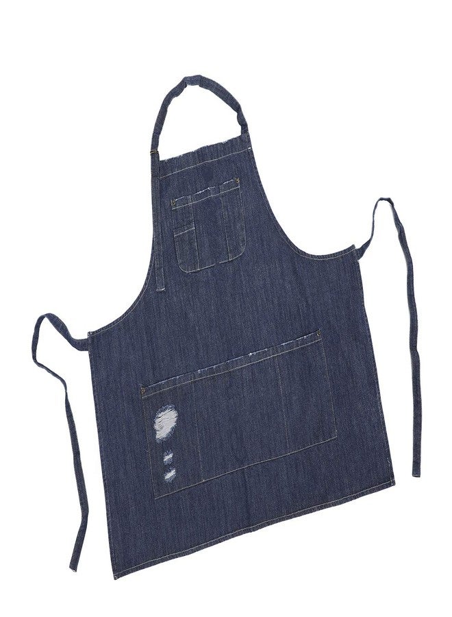 Tobyan Cotton Denim Apron Soft - Unisex Adjustable Bib Apron with 5-Pockets Perfect for Kitchens, Dark Blue, XXL - Image 2